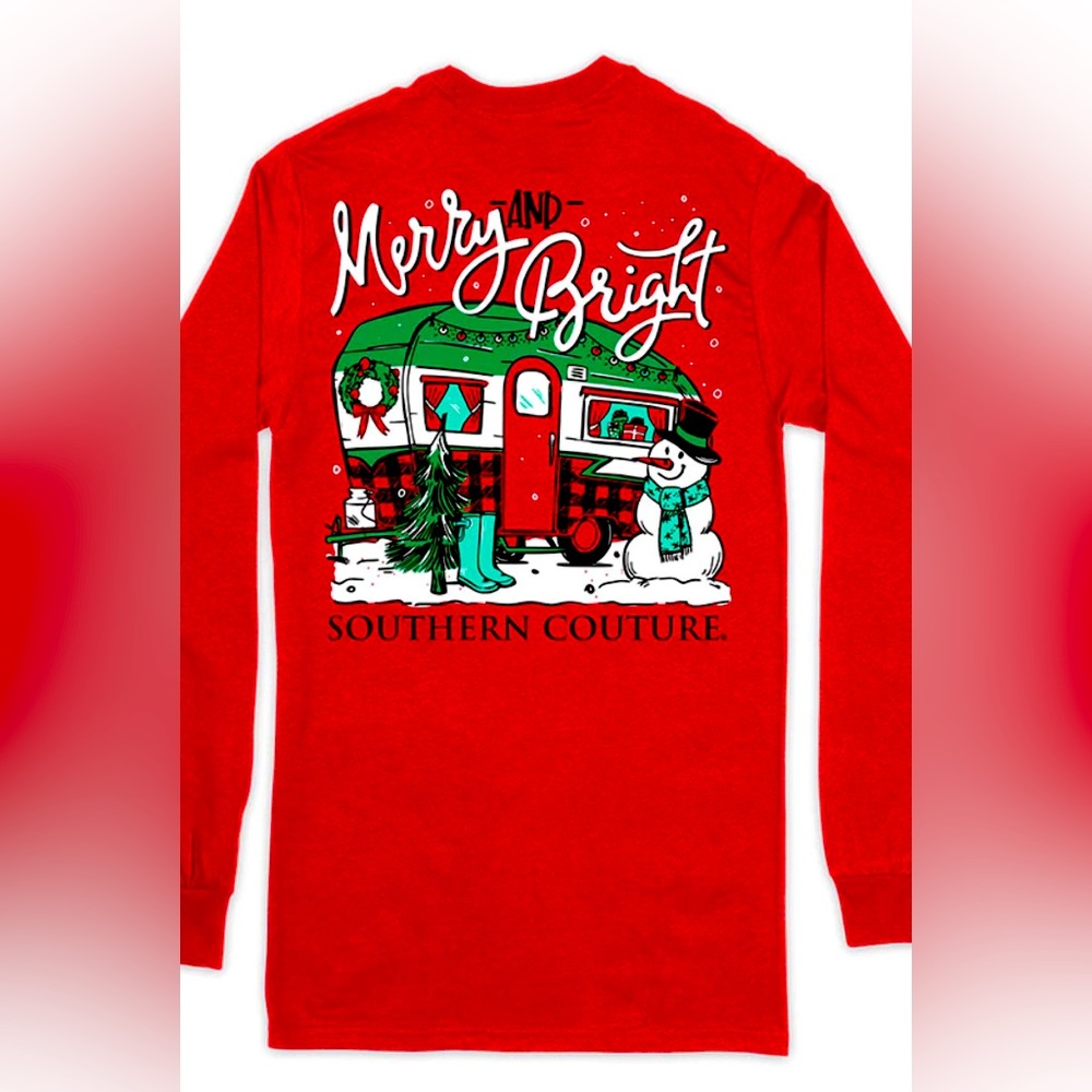Southern Couture NWT Holiday Christmas Long Sleeve Camper Classic tee shirt Med